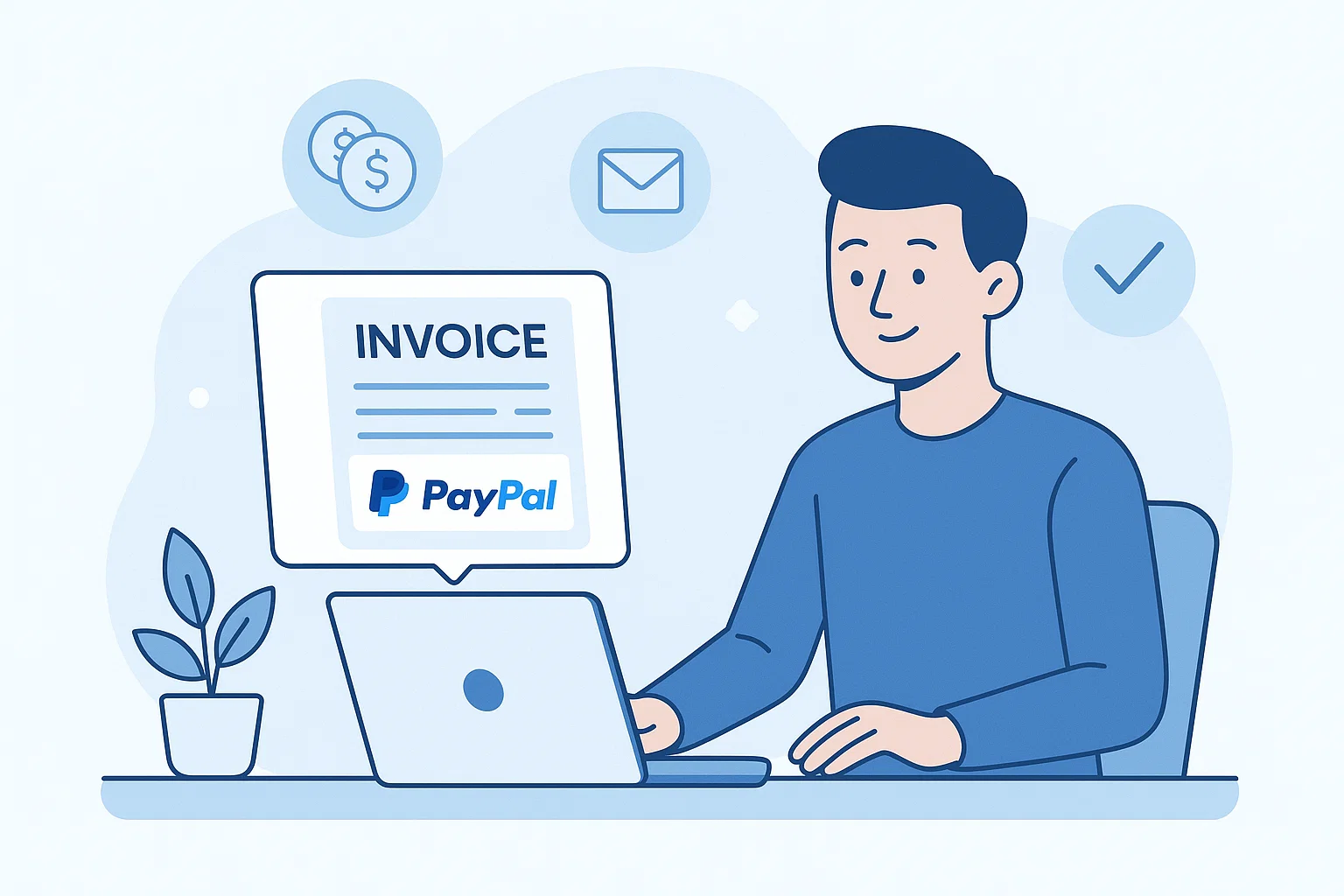 PayPal invoice creation screen showing a new invoice form